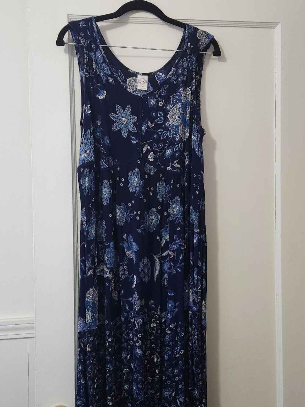 Bila Floral Tank Dress | Black & Blue Summer Dress | M